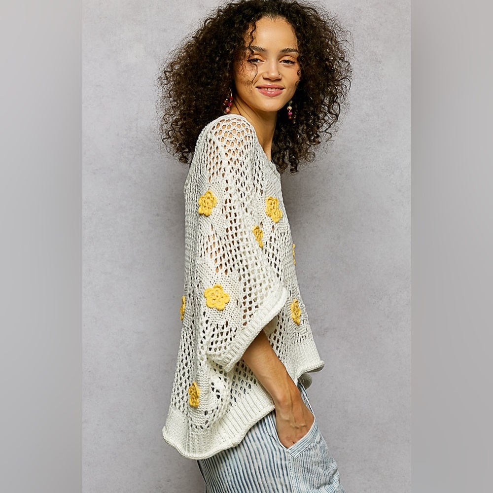 POL “ Daisy Dreams “ Crochet Sweater Top | Buttercup - Picture 6 of 9